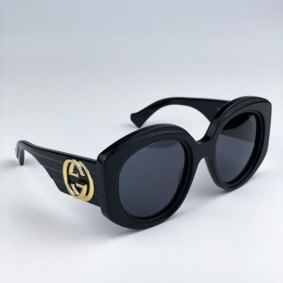 SALE! NEW Gucci GG1308S 001 Black Grey Round Women Sunglasses main image 7